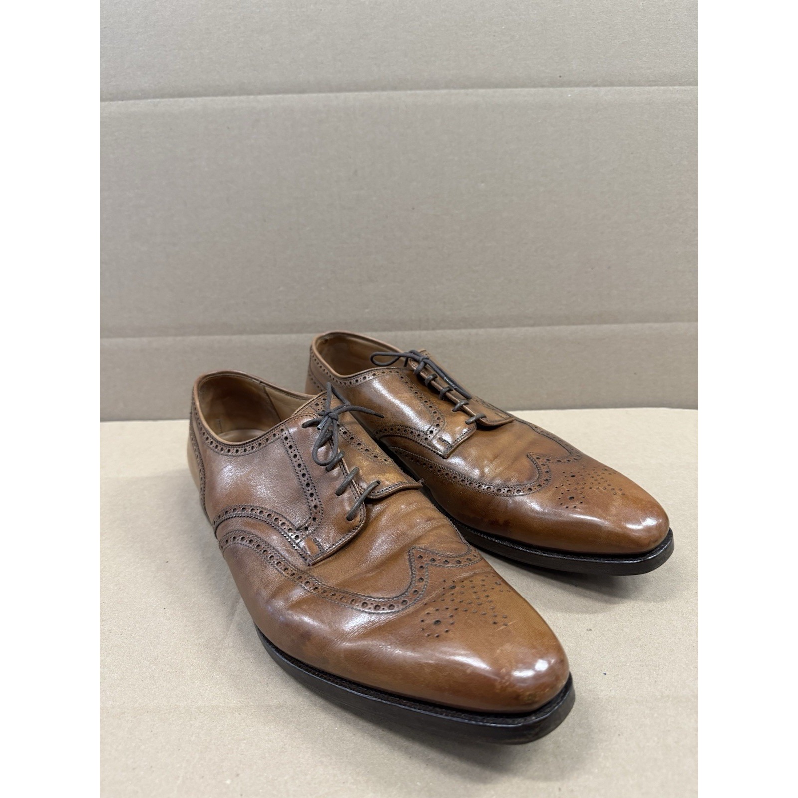 Paul Stuart Stuarts Choice Brown Wing Tip Broque Mens Dress Shoes Size 12e